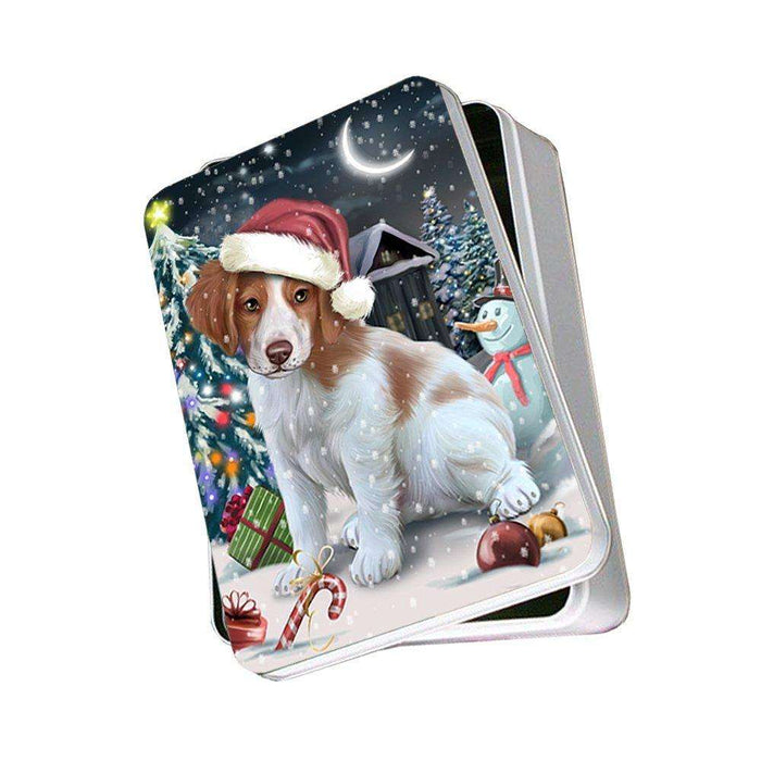 Have a Holly Jolly Brittany Spaniel Dog Christmas Photo Storage Tin PTIN0204