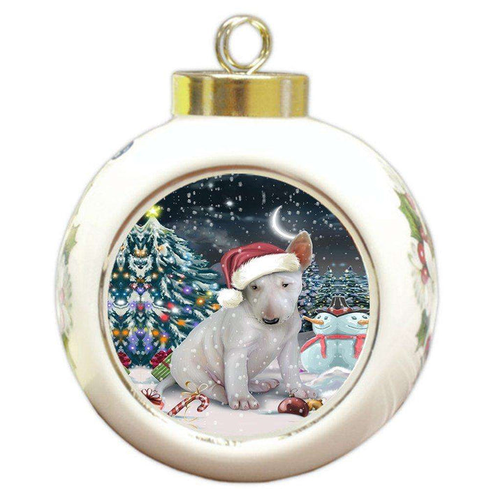 Have a Holly Jolly Bull Terrier Dog Christmas Round Ball Ornament POR780