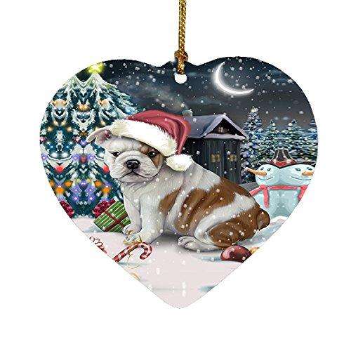 Have a Holly Jolly Bulldog Christmas Heart Ornament POR1801