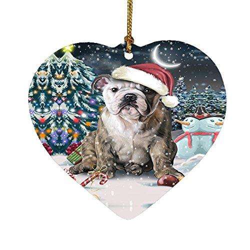 Have a Holly Jolly Bulldog Christmas Heart Ornament POR1802