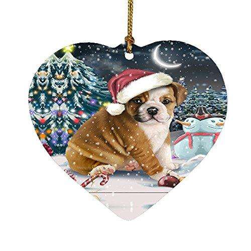 Have a Holly Jolly Bulldog Christmas Heart Ornament POR1803