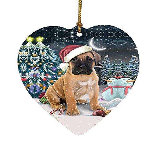 Have a Holly Jolly Bullmastiff Dog Christmas Heart Ornament POR1913