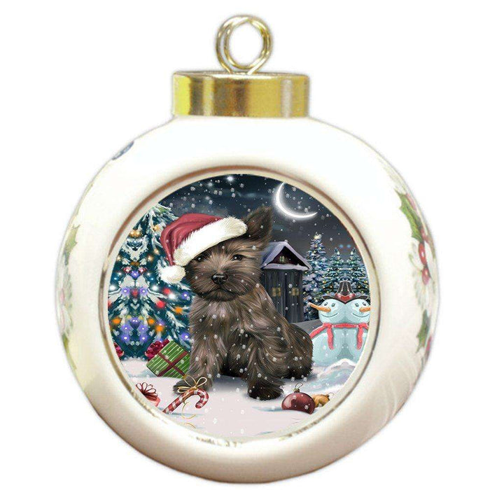 Have a Holly Jolly Cairn Terrier Dog Christmas Round Ball Ornament POR710