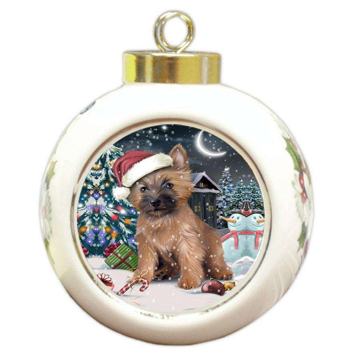 Have a Holly Jolly Cairn Terrier Dog Christmas Round Ball Ornament POR711