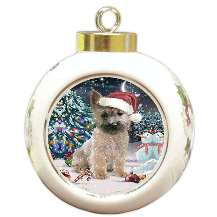 Have a Holly Jolly Cairn Terrier Dog Christmas Round Ball Ornament POR712