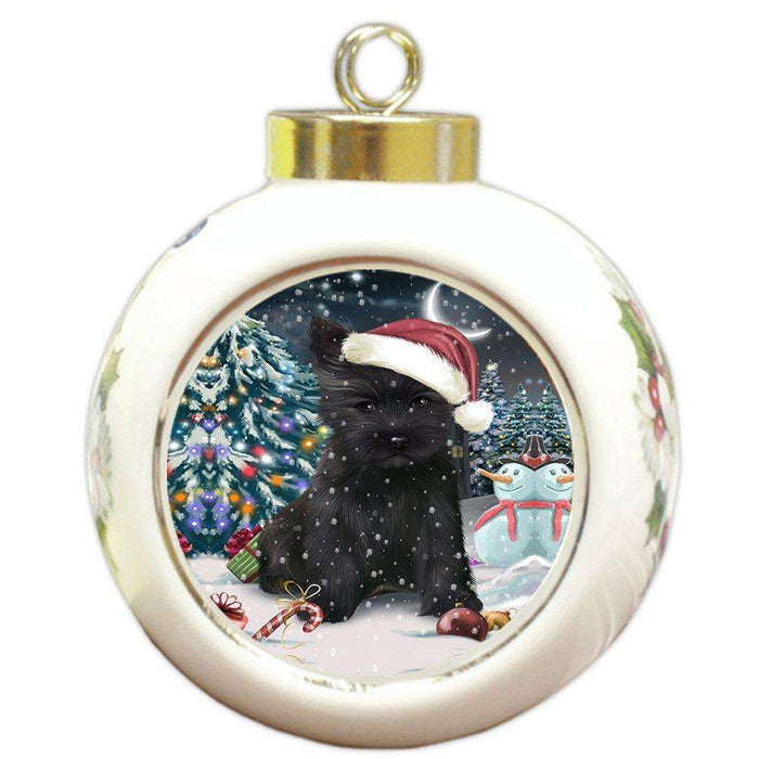 Have a Holly Jolly Cairn Terrier Dog Christmas Round Ball Ornament POR713