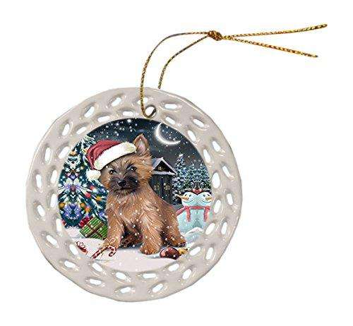 Have a Holly Jolly Cairn Terrier Dog Christmas Round Doily Ornament POR075