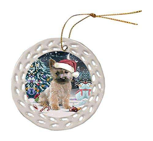 Have a Holly Jolly Cairn Terrier Dog Christmas Round Doily Ornament POR076