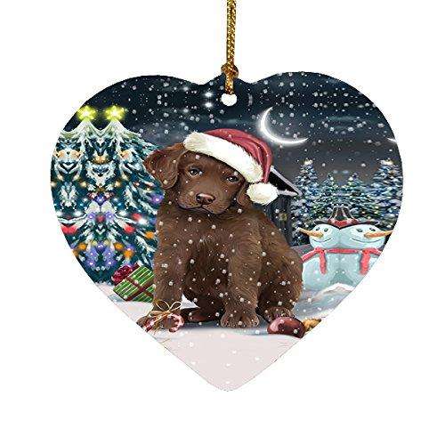 Have a Holly Jolly Chesapeake Bay Retriever Dog Christmas Heart Ornament POR1921