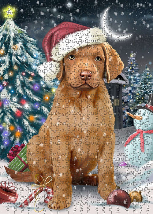 Have a Holly Jolly Chesapeake Bay Retriever Dog Christmas Puzzle with Photo Tin PUZL138