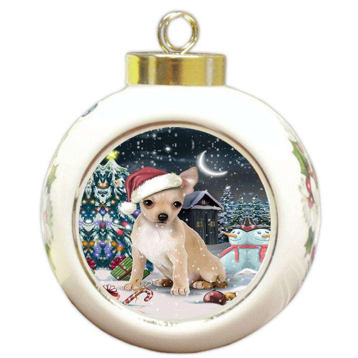 Have a Holly Jolly Chihuahua Dog Christmas Round Ball Ornament POR718