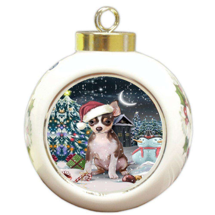Have a Holly Jolly Chihuahua Dog Christmas Round Ball Ornament POR719