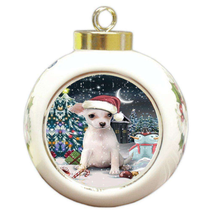 Have a Holly Jolly Chihuahua Dog Christmas Round Ball Ornament POR720
