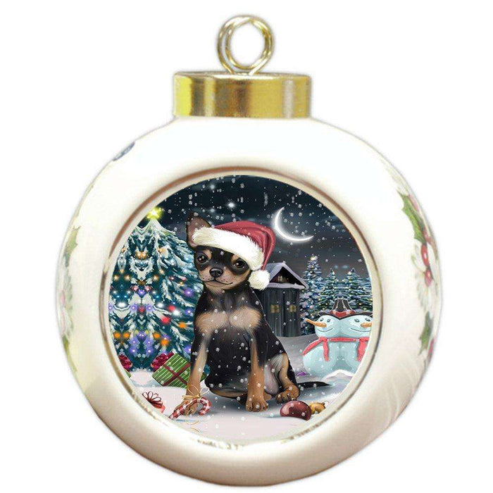 Have a Holly Jolly Chihuahua Dog Christmas Round Ball Ornament POR721