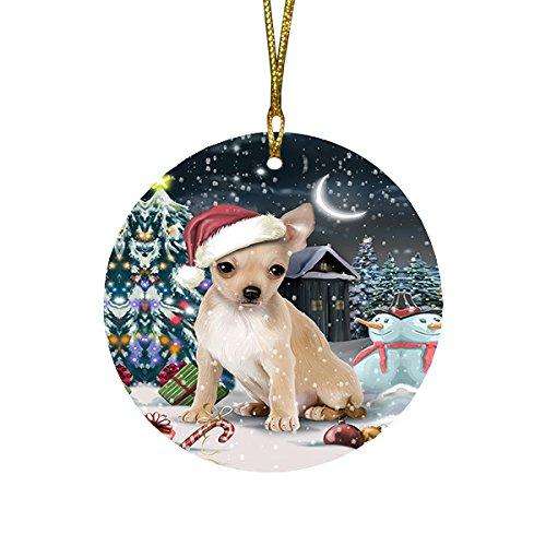 Have a Holly Jolly Chihuahua Dog Christmas Round Flat Ornament POR1282
