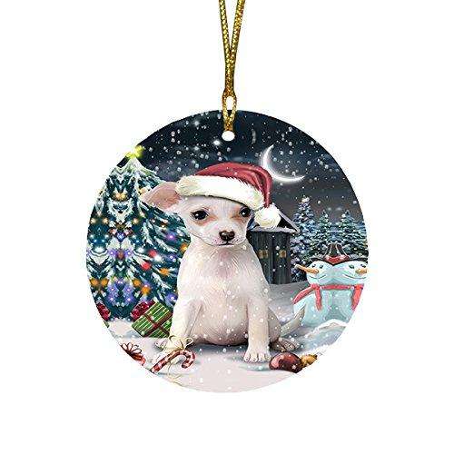 Have a Holly Jolly Chihuahua Dog Christmas Round Flat Ornament POR1284