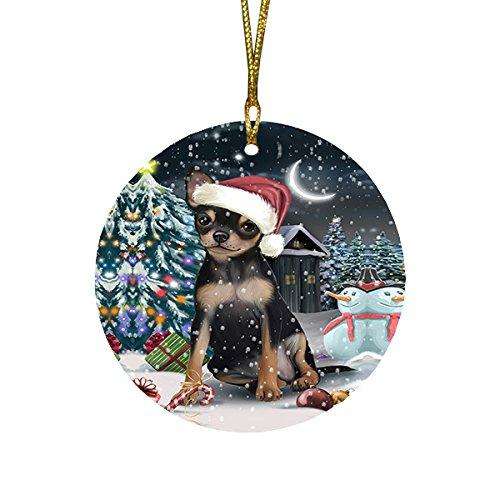 Have a Holly Jolly Chihuahua Dog Christmas Round Flat Ornament POR1285