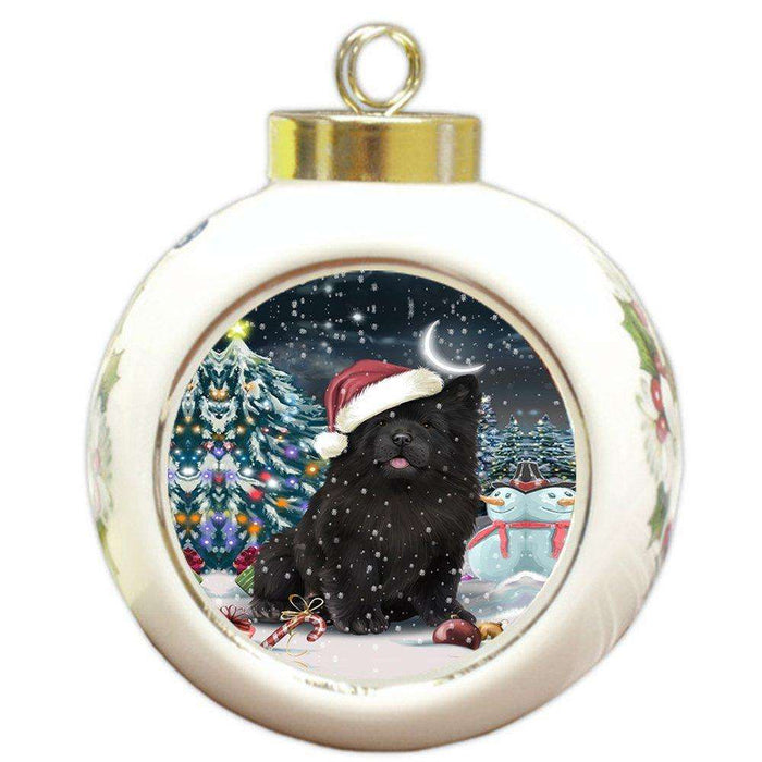 Have a Holly Jolly Chow Chow Dog Christmas Round Ball Ornament POR723