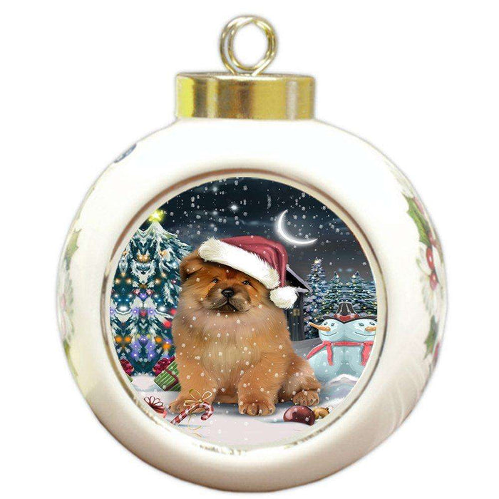 Have a Holly Jolly Chow Chow Dog Christmas Round Ball Ornament POR725