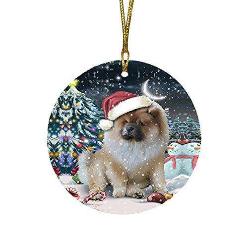 Have a Holly Jolly Chow Chow Dog Christmas Round Flat Ornament POR1286