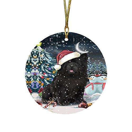 Have a Holly Jolly Chow Chow Dog Christmas Round Flat Ornament POR1287