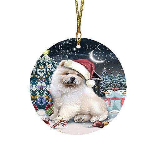 Have a Holly Jolly Chow Chow Dog Christmas Round Flat Ornament POR1288