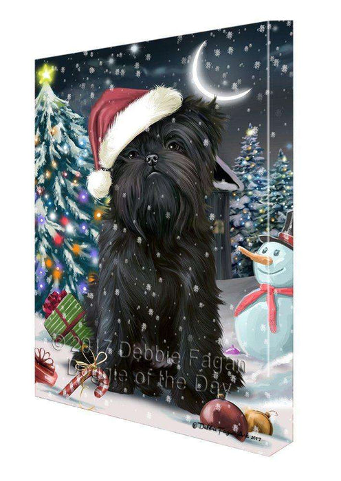 Have a Holly Jolly Christmas Affenpinschers Dog in Holiday Background Canvas Wall Art D130