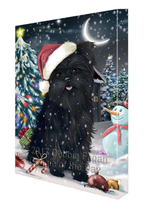 Have a Holly Jolly Christmas Affenpinschers Dog in Holiday Background Canvas Wall Art D131