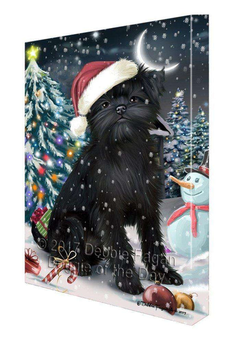 Have a Holly Jolly Christmas Affenpinschers Dog in Holiday Background Canvas Wall Art D132