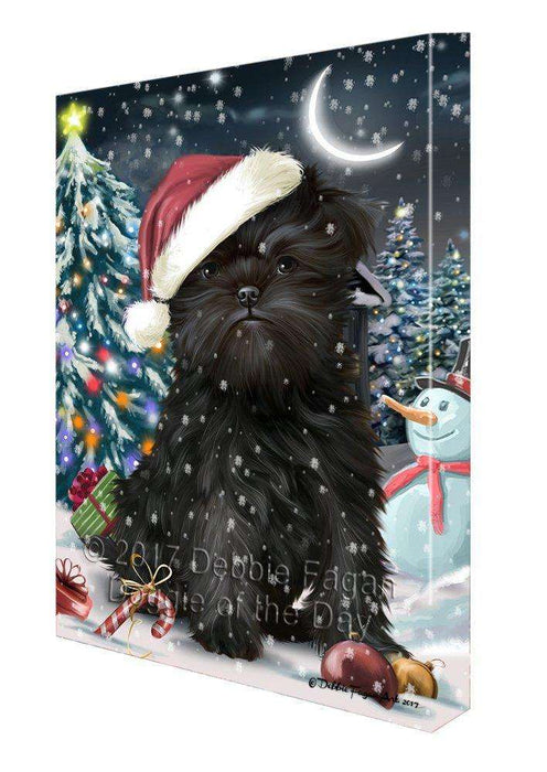 Have a Holly Jolly Christmas Affenpinschers Dog in Holiday Background Canvas Wall Art D133