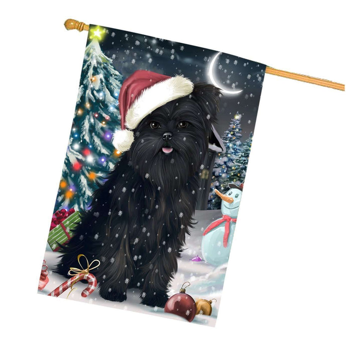 Have a Holly Jolly Christmas Affenpinschers Dog in Holiday Background House Flag