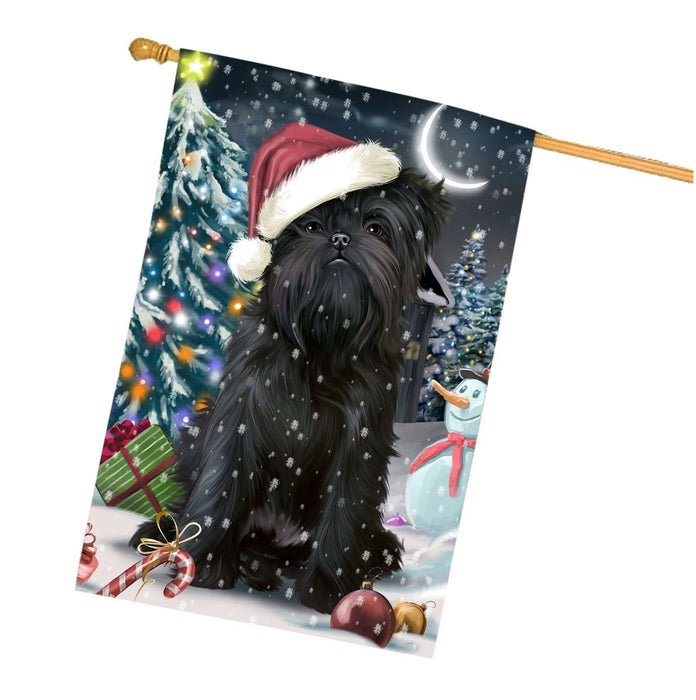 Have a Holly Jolly Christmas Affenpinschers Dog in Holiday Background House Flag