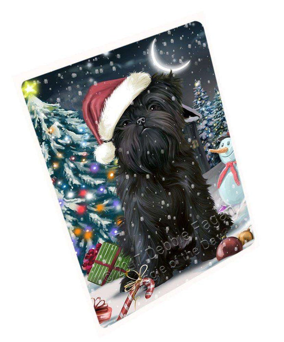 Have a Holly Jolly Christmas Affenpinschers Dog in Holiday Background Tempered Cutting Board D130