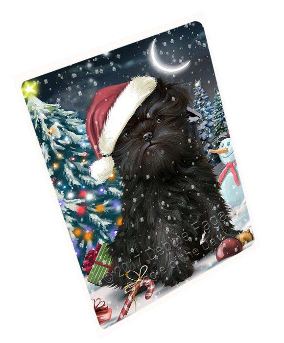 Have a Holly Jolly Christmas Affenpinschers Dog in Holiday Background Tempered Cutting Board D133