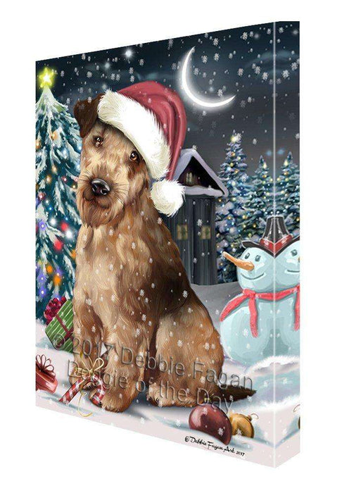Have a Holly Jolly Christmas Airedale Dog in Holiday Background Canvas Wall Art D052