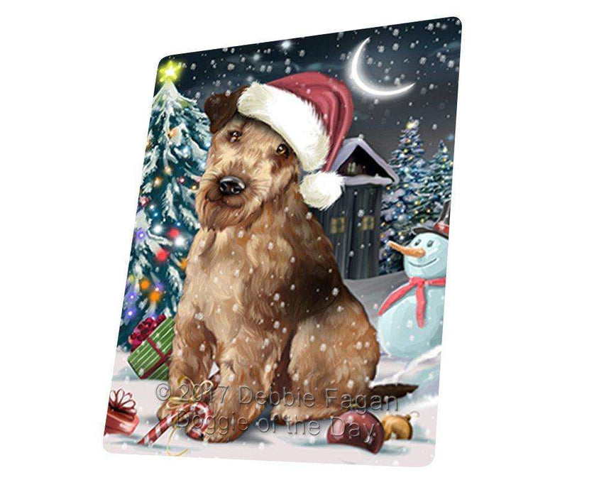 Have a Holly Jolly Christmas Airedale Dog in Holiday Background Tempered Cutting Board D052
