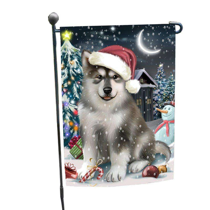 Have a Holly Jolly Christmas Alaskan Malamute Dog in Holiday Background Garden Flag D055