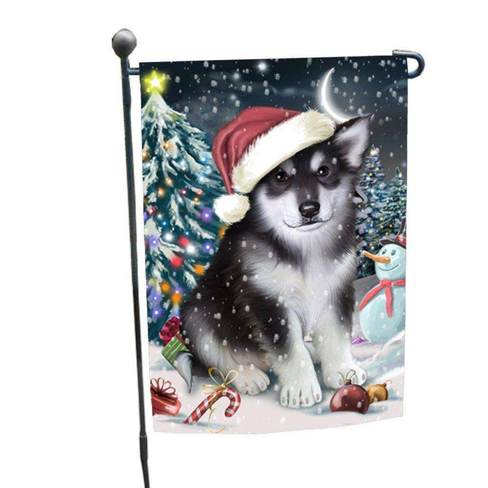 Have a Holly Jolly Christmas Alaskan Malamute Dog in Holiday Background Garden Flag D056