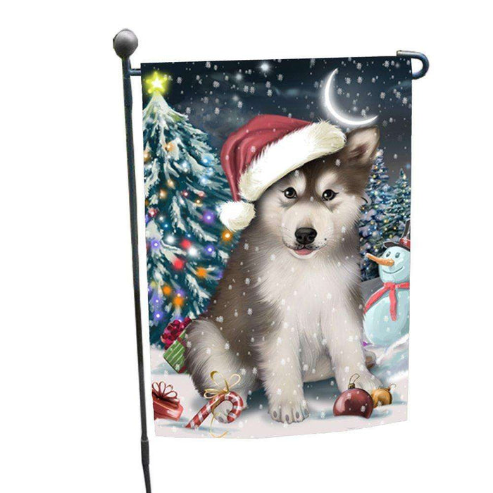 Have a Holly Jolly Christmas Alaskan Malamute Dog in Holiday Background Garden Flag D057