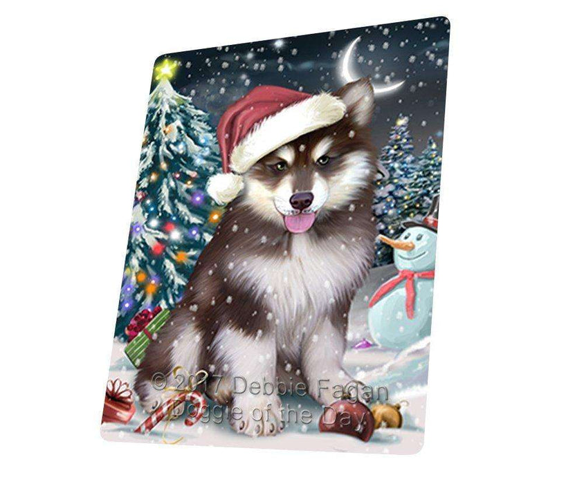 Have a Holly Jolly Christmas Alaskan Malamute Dog in Holiday Background Large Refrigerator / Dishwasher Magnet D054