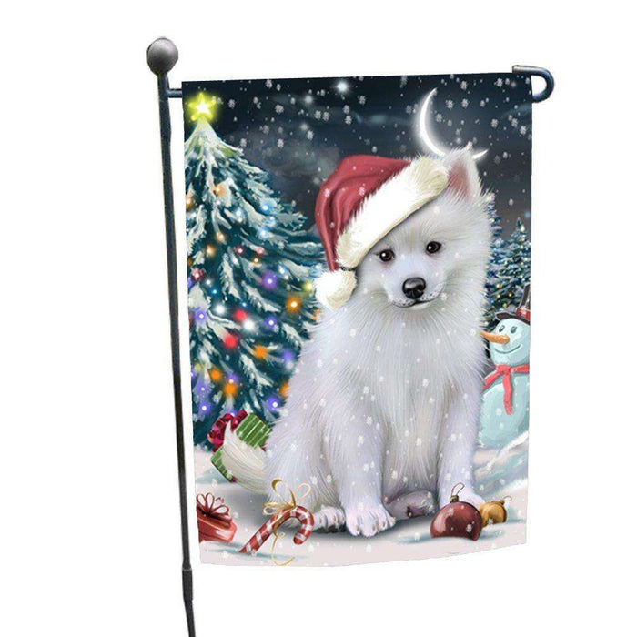 Have a Holly Jolly Christmas American Eskimo Dog in Holiday Background Garden Flag D174