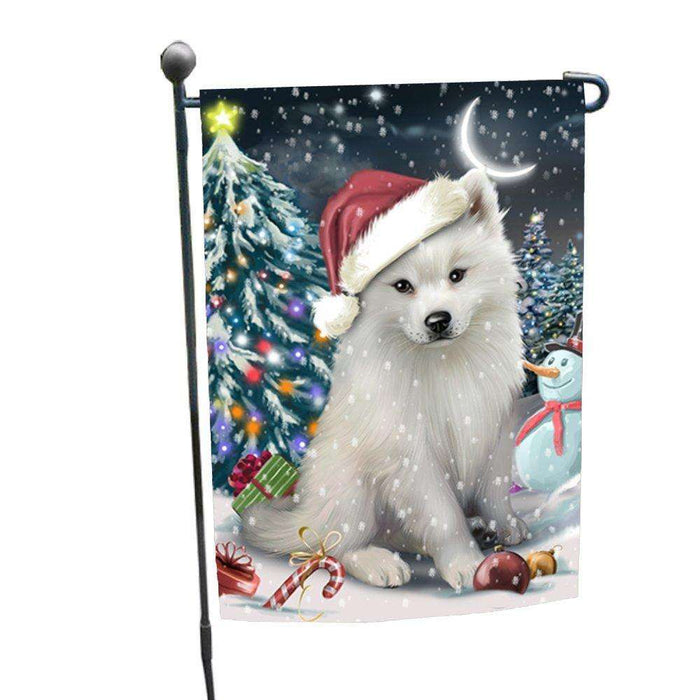 Have a Holly Jolly Christmas American Eskimo Dog in Holiday Background Garden Flag D175