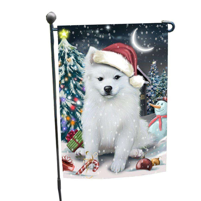 Have a Holly Jolly Christmas American Eskimo Dog in Holiday Background Garden Flag D176