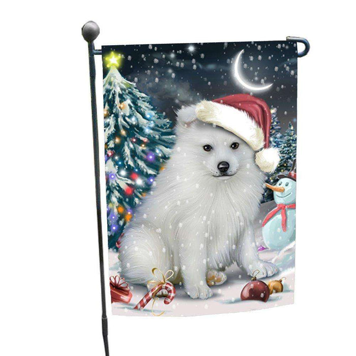 Have a Holly Jolly Christmas American Eskimo Dog in Holiday Background Garden Flag D177