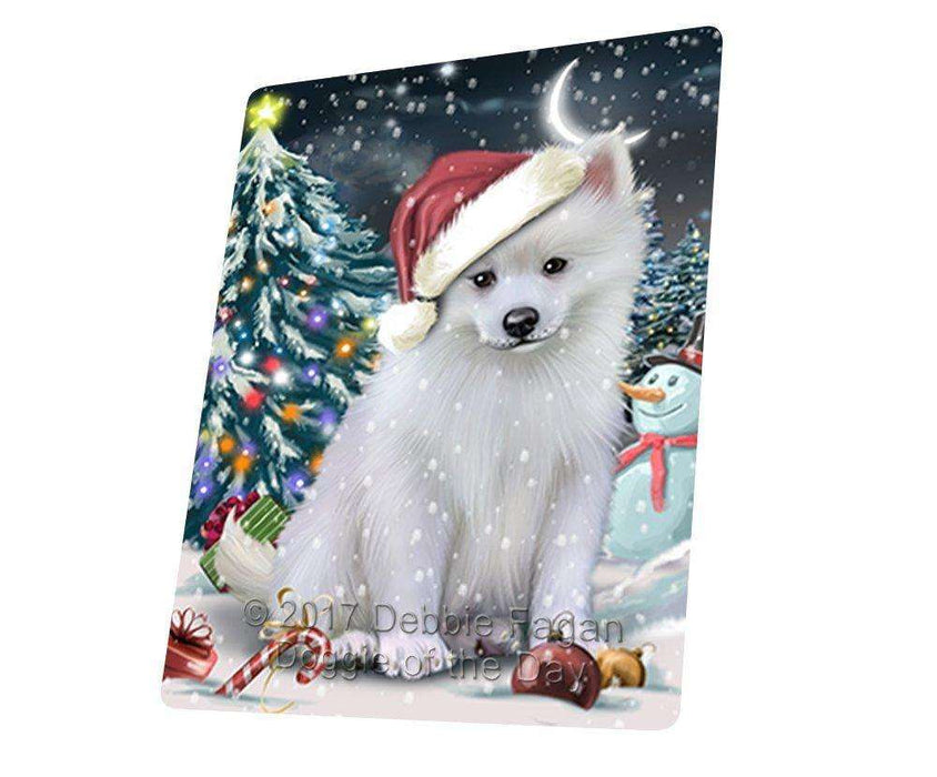 Have A Holly Jolly Christmas American Eskimo Dog In Holiday Background Magnet Mini (3.5" x 2") D174