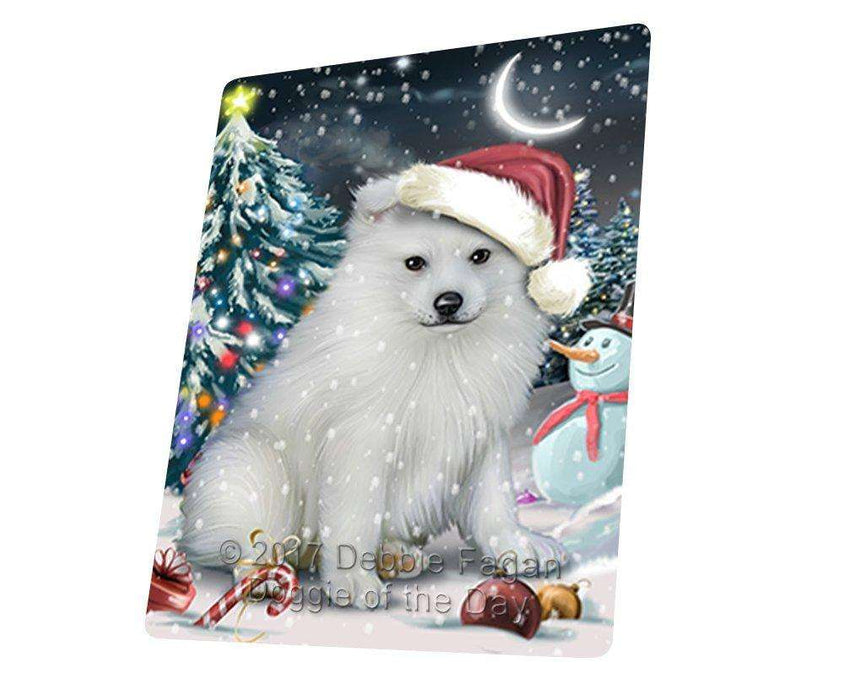 Have a Holly Jolly Christmas American Eskimo Dog in Holiday Background Tempered Cutting Board D177