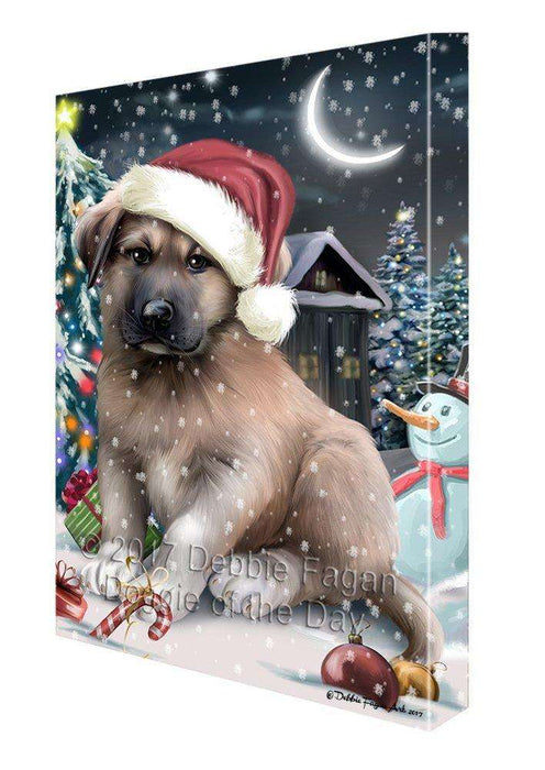 Have a Holly Jolly Christmas Anatolian Shepherd Dog in Holiday Background Canvas Wall Art D010