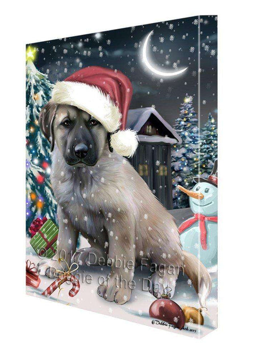 Have a Holly Jolly Christmas Anatolian Shepherd Dog in Holiday Background Canvas Wall Art D011