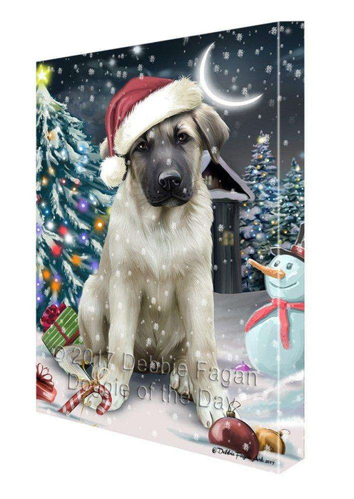 Have a Holly Jolly Christmas Anatolian Shepherd Dog in Holiday Background Canvas Wall Art D012