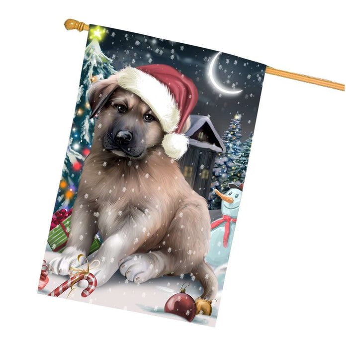 Have a Holly Jolly Christmas Anatolian Shepherd Dog in Holiday Background House Flag